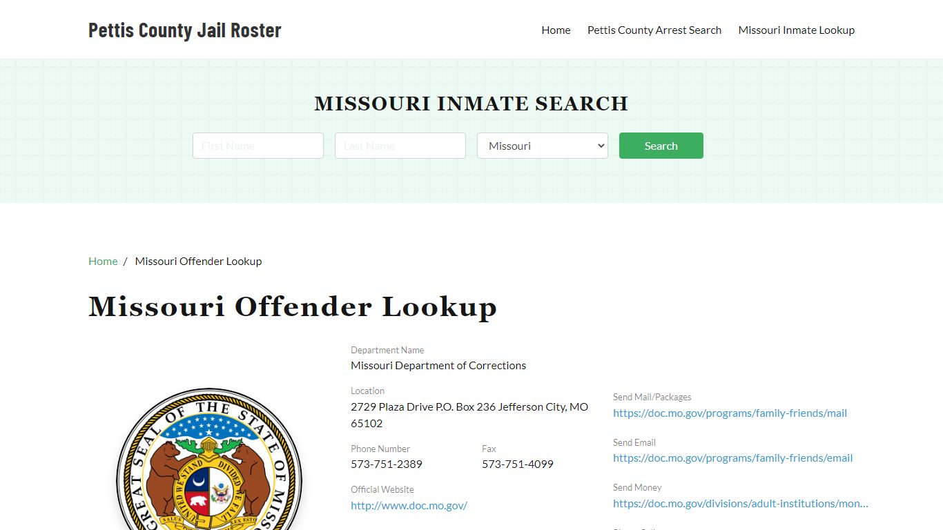 Missouri Inmate Search, Jail Rosters - Pettis County Jail