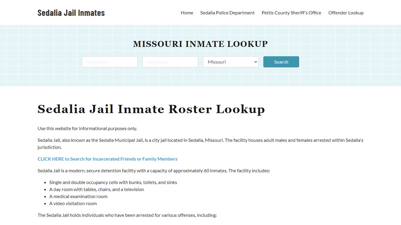 Sedalia Jail Inmate Roster, Pettis County, MO, Offender Search