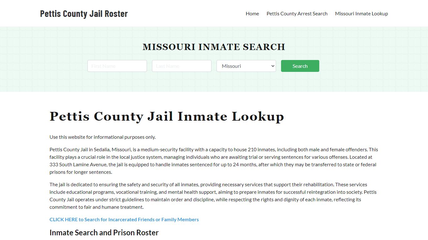 Pettis County Jail Roster Lookup, MO, Inmate Search