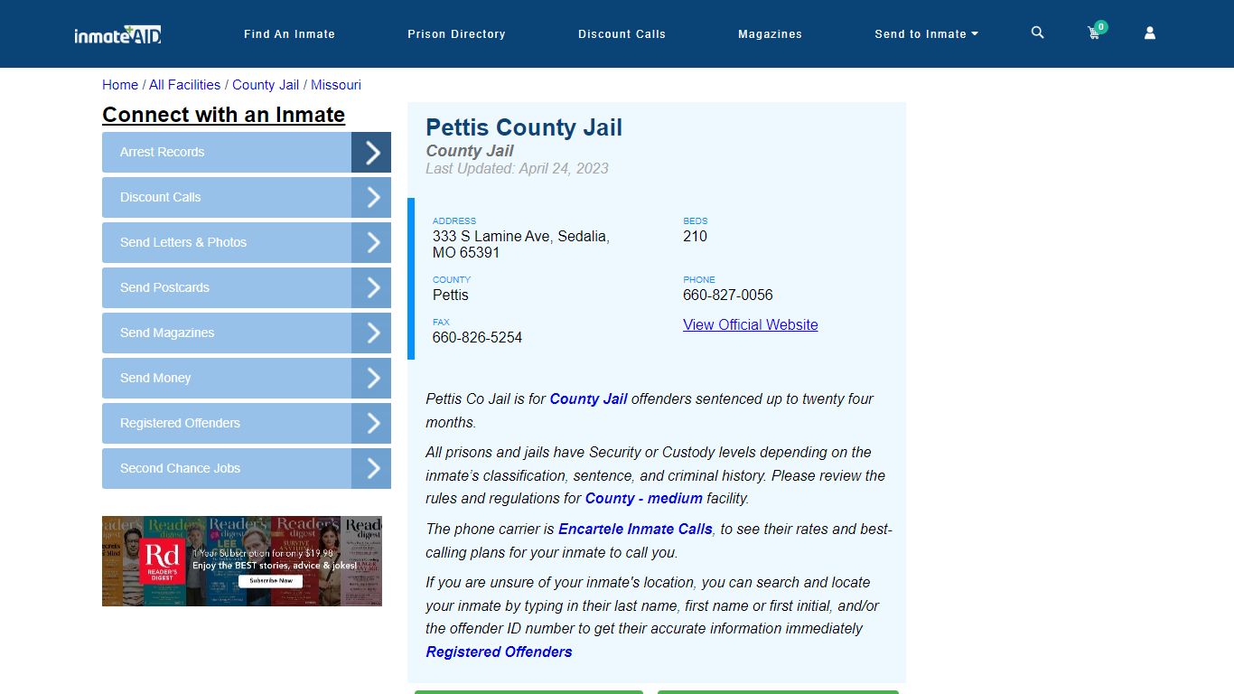 Pettis County Jail - Inmate Locator